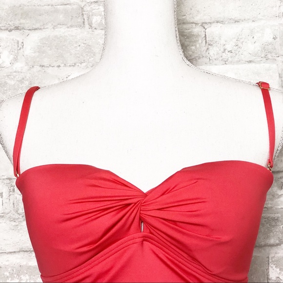 CALVIN KLEIN | Red Tankini Twist Bandeau Swimsuit Top Medium - Picture 3 of 10
